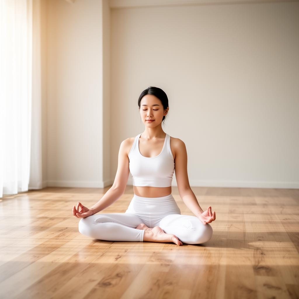 禅スタジオで瞑想する女性